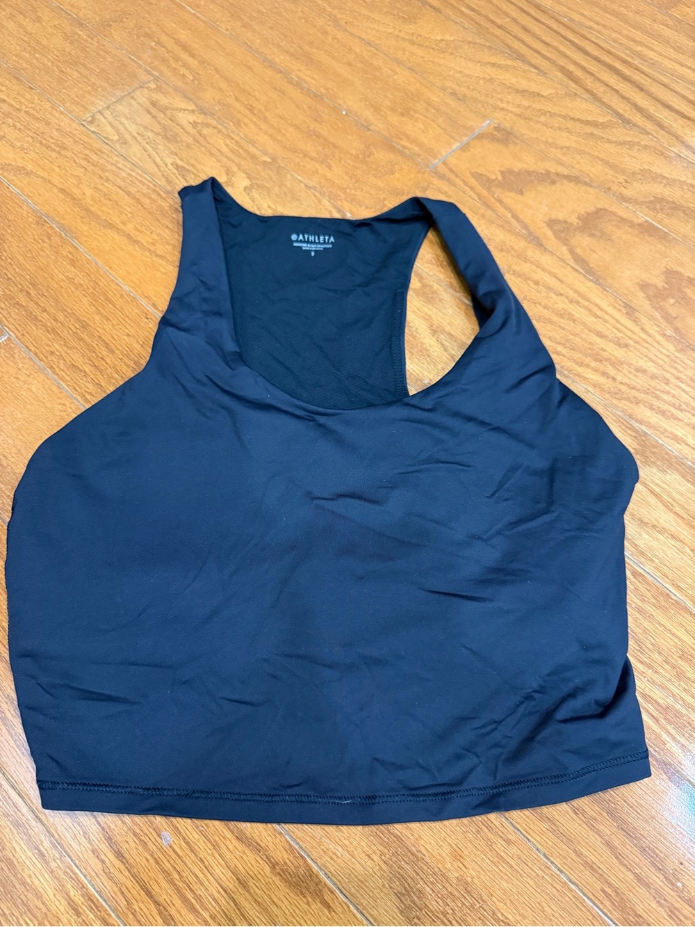 Athleta Black Racerback Crop Sports Bra Top